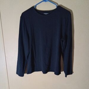 Liz Claiborne Navy Blue Crewneck Long Sleeve Women's Top